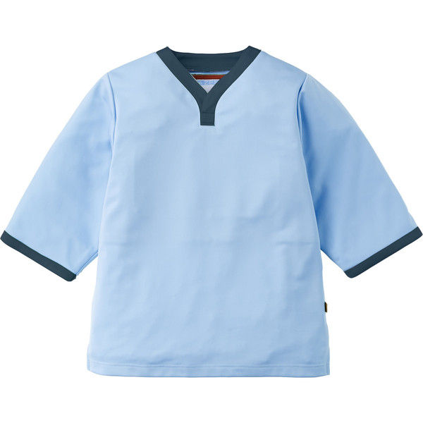 KAZEN（カゼン） ニット検診衣・トップス 301 ブルー×ネイビー LL 検査衣 患者衣 1枚（直送品）