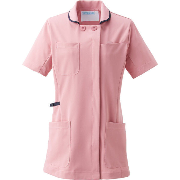 KAZEN（カゼン） レディスジャケット半袖 980 ピンク×ネイビー S 医療白衣 1枚（直送品）