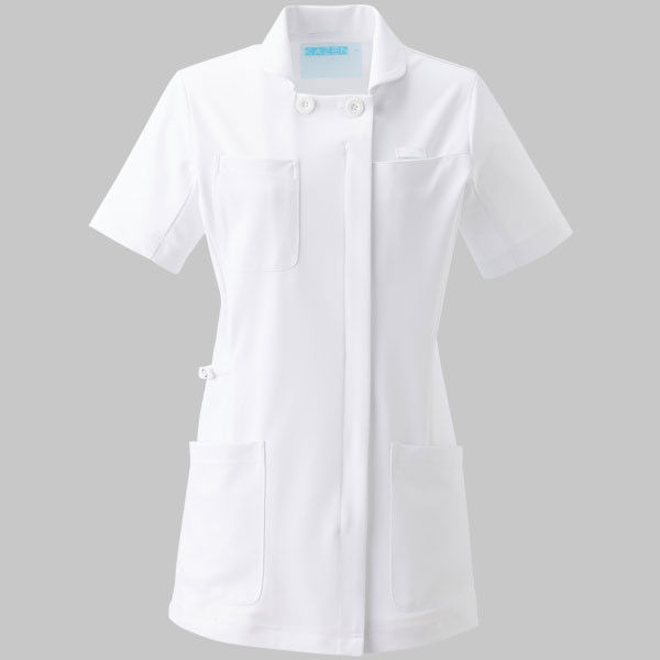 KAZEN（カゼン） レディスジャケット半袖 980 ホワイト×ホワイト S 医療白衣 1枚（直送品）