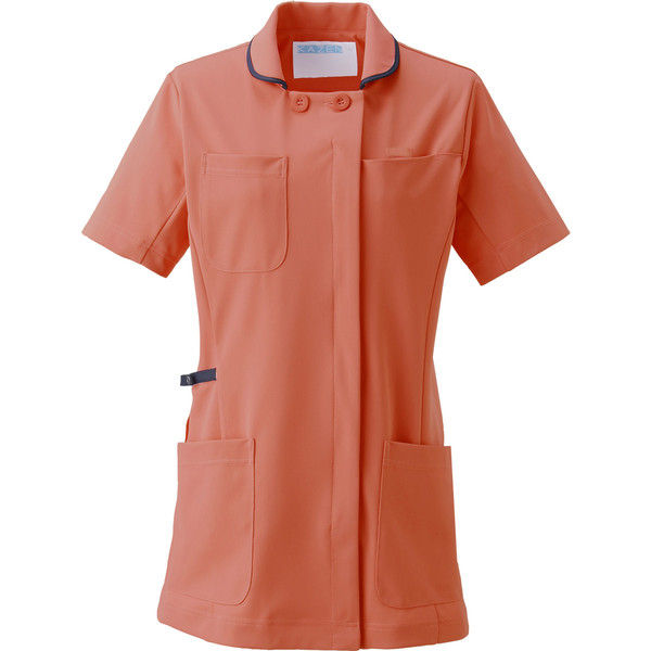 KAZEN（カゼン） レディスジャケット半袖 980 オレンジ×ネイビー S 医療白衣 1枚（直送品）