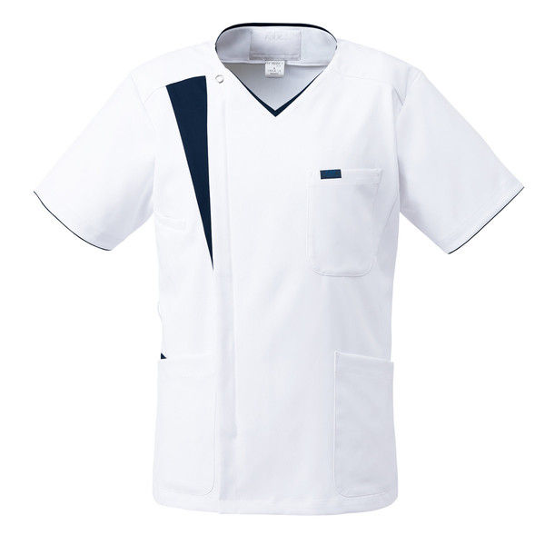 FOLK（フォーク） メンズジップスクラブ 7053SC ホワイト×ダークネイビー M 医療白衣 1枚（直送品）