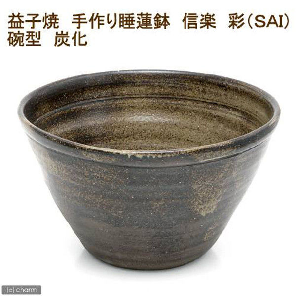 国産 手作り睡蓮鉢 益子焼 彩 SAI 碗型 炭化 直径約40cm 52762 1個（直送品）