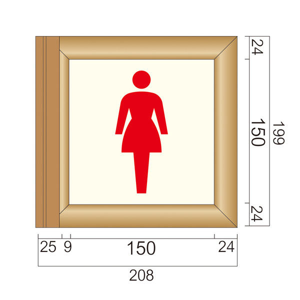 フジタ 突出型木製サイン TWY150 ピクト（女性トイレ） 81-1501（直送品）