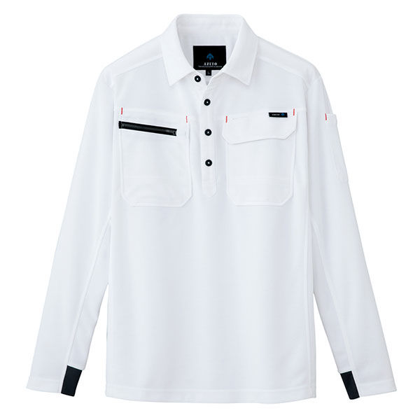 アイトス HERO’S UNIFORM 長袖ポロシャツ（男女兼用） ホワイト 5L AZ-10608-001-5L（直送品）