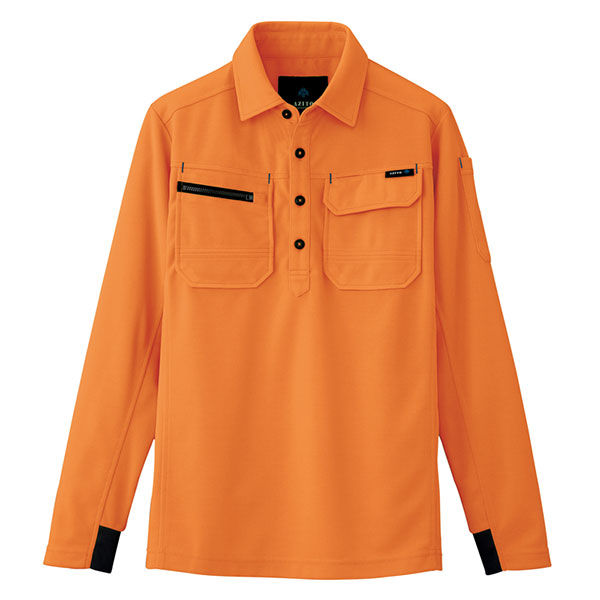 アイトス HERO’S UNIFORM 長袖ポロシャツ（男女兼用） オレンジ 5L AZ-10608-163-5L（直送品）