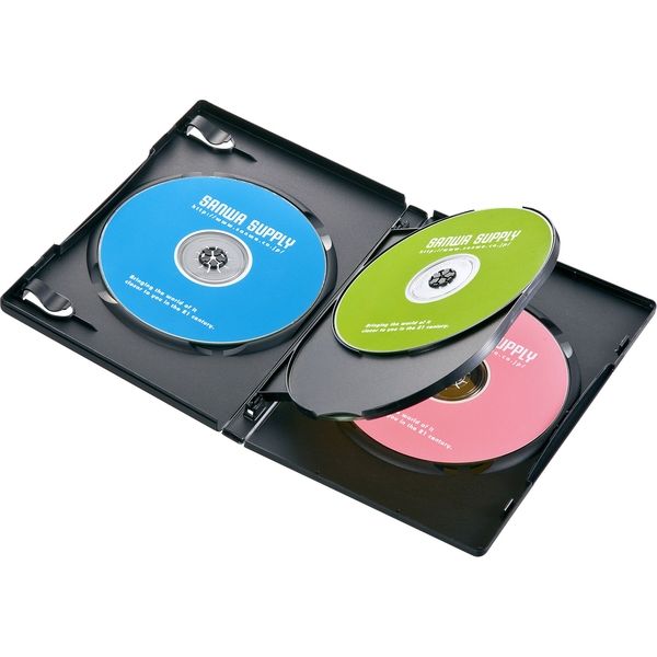 サンワサプライ DVDトールケース（4枚収納・3枚セット・ブラック） DVD-TN4-03BKN 1個