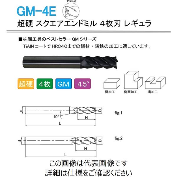 株洲工具 超硬 スクエアエンドミル 4枚刃 レギュラ GM-4E-D1.0 1セット（5本）（直送品）