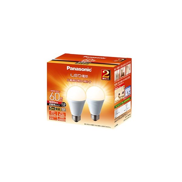 パナソニック LED電球 一般電球タイプ（E26口金）広配光タイプ LDA7LGEW2T 4549980101650 2個×5点セット（直送品）