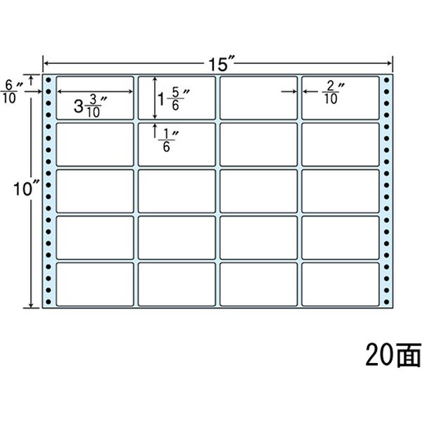 東洋印刷 ナナフォーム タックフォームラベル（剥離紙ブルー） 白 20面 1箱（500折） NC15EB（直送品）