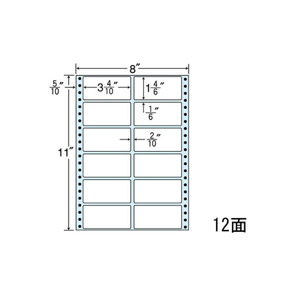 東洋印刷 ナナフォーム タックフォームラベル（剥離紙ブルー） 白 12面 1箱（500折） NC08GB（直送品）