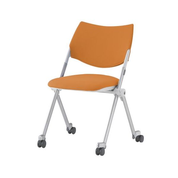 エスコ 折畳み椅子(キャスター付/オレンジ) EA956XE-31 1個（直送品）