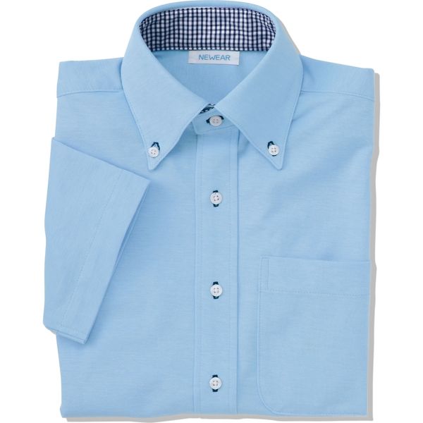 ヤギコーポレーション 半袖ニットシャツ ユニセックス ブルー L NW8097（取寄品）