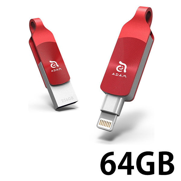 ADAM elements iKlips DUO+ Lightning USBメモリ 64GB レッド ADRAD64GKLDPARJ 1個