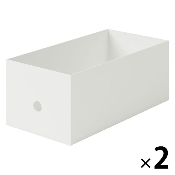 無印良品 ポリプロピレンファイルボックス・スタンダードワイド・ホワイトグレー・1/2 約幅15×奥行32×高さ12cm  2個 良品計画
