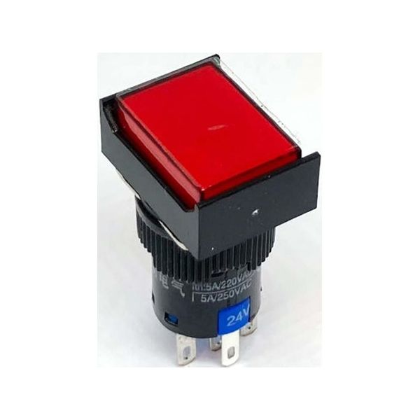 共立電子産業 照光式プッシュスイッチ 長方形 オルタネイト 赤色 24V 65-9645-02 1個（直送品）