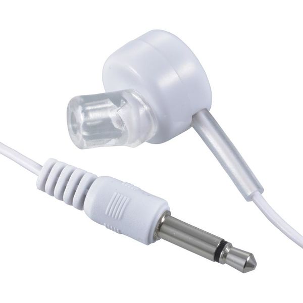 オーム電機 AudioComm 片耳モノラルイヤホン φ3.5ミニプラグ 3m EAR-B353-W 1セット(5個)（直送品）