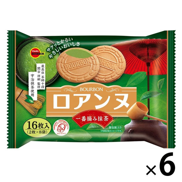 ロアンヌ 一番摘み抹茶 6袋 ブルボン 洋菓子 クッキー 大袋 大容量 個包装