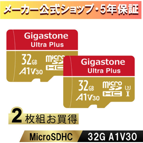 Nintendo Switch確認済マイクロSDカード 32GB 2枚セット GJMXR-32GV3A1100R-2PK　Gigastone（直送品）