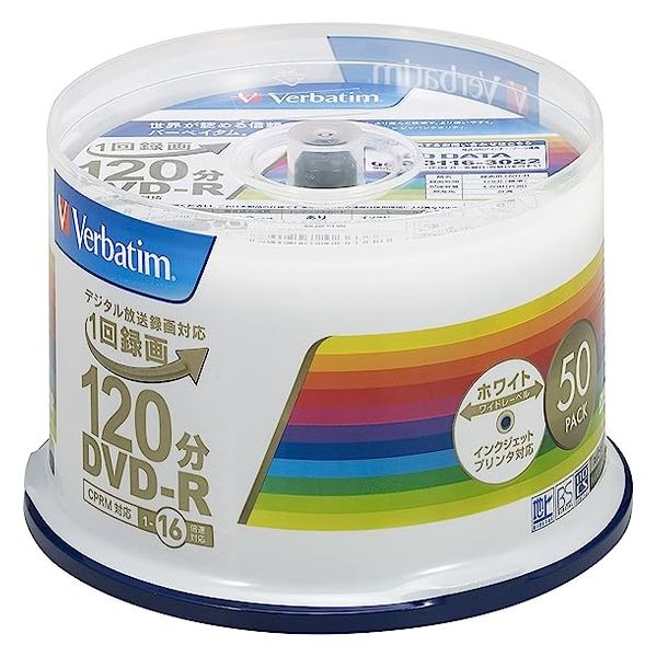 Verbatim Japan DVD-R 1回録画用120分 ホワイトレーベル VHR12JSP50V4 1パック（直送品）