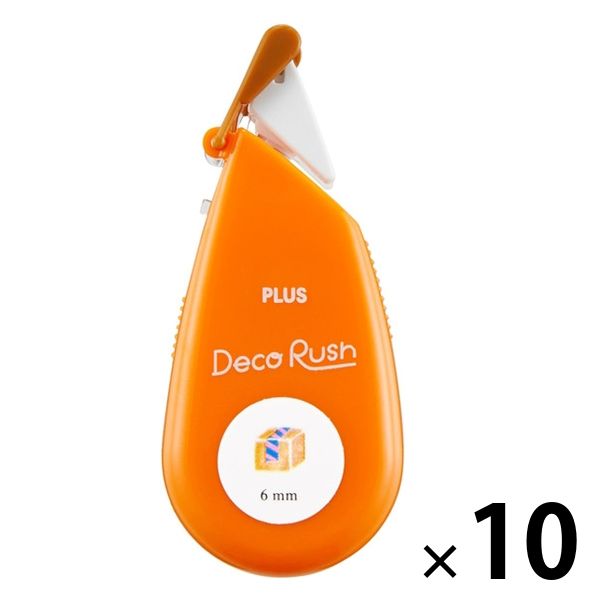 プラス マスキングテープ Deco Rush（デコラッシュ） 幅6mm オレンジ 荷物 51883 10個