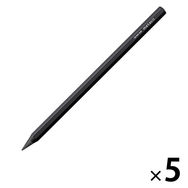 メタルペンシル metacil（メタシル）ブラック S4541120 5本 サンスター文具 削らない鉛筆 金属鉛筆
