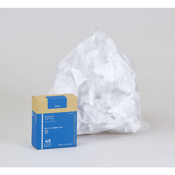 コクヨ HibiFull ヒビフル 結びやすい高密度ゴミ袋(45L・箱パッケージ) KHF-GH141 1箱(100枚入)（直送品）