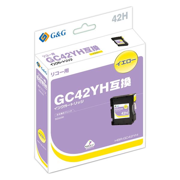 G＆G リコー（RICOH）用 互換インク HBR-GC42YH イエロー 大容量 GC42YH互換 1個