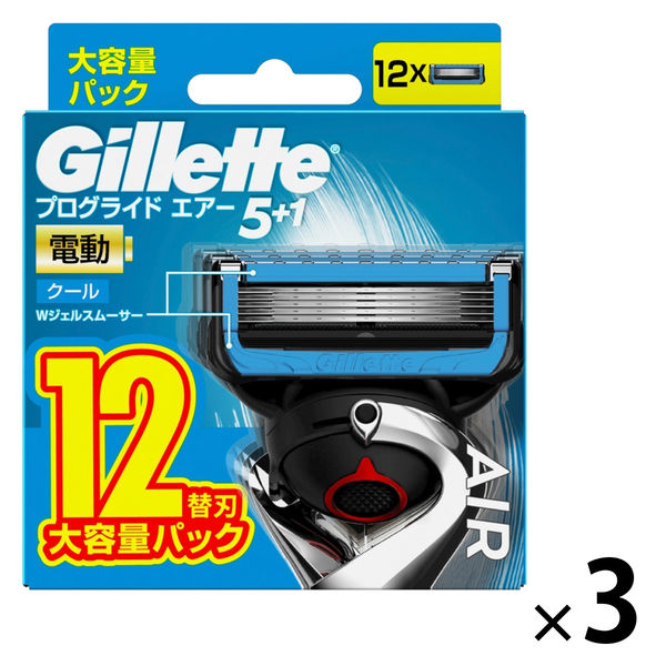 ジレット（Gillette） プログライド エアー 電動タイプ 髭剃り カミソリ 男性 替刃12個入 1セット（1個×3） P＆G