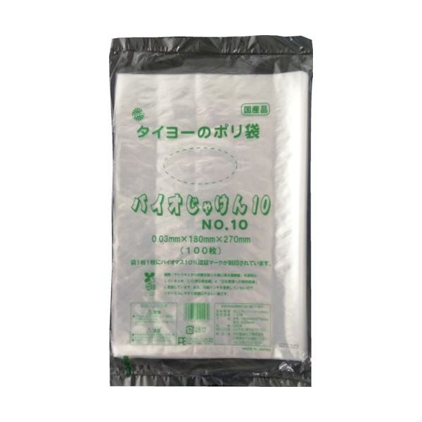 タイヨー ポリ袋 バイオじゃけん10 03 No.10 (100枚入り) S233889 1セット(6000枚:100枚×60袋)（直送品）