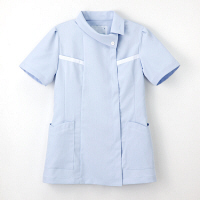 ナガイレーベン チュニック（ロールカラー） 医療白衣 半袖 ブルー L FE-4522（取寄品）