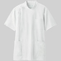 ナガイレーベン 男子横掛半袖（ケーシー 医務衣） ホワイト M HO-1967（取寄品）