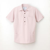 ナガイレーベン 男女兼用ニットシャツ半袖 介護ユニフォーム ピンク S NX-5252（取寄品）