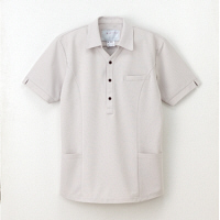 ナガイレーベン 男女兼用ニットシャツ半袖 介護ユニフォーム グレー S NX-5252（取寄品）