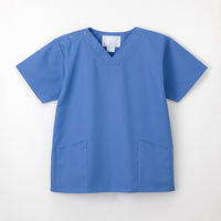 ナガイレーベン 男女兼用上衣 （スクラブ） 医療白衣 半袖 ブルー L NR-8602（取寄品）