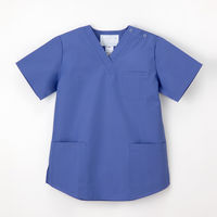 ナガイレーベン 女子上衣（スクラブ） 医療白衣 半袖 クールブルー S ES-8662（取寄品）