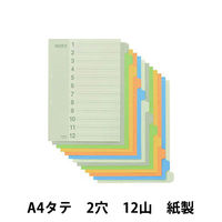 アスクル　カラーインデックス　A4タテ　インデックスシート　2穴　12山　100組（5組入×20袋）  オリジナル