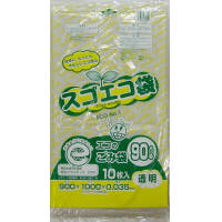 野添産業　スゴエコ袋　90L　透明　厚さ35μ　3S2519035　1箱（1袋10枚入×30）