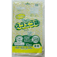 野添産業　スゴエコ袋　70L　透明　厚さ25μ　3S2517025　1箱（1袋10枚入×40）