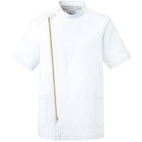 ミズノ ユナイト ジャケット（男性用） ホワイト×ゴールド 3L MZ0066 医療白衣 1枚（取寄品）