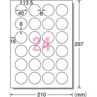エーワン ラベルシール パッケージラベル インクジェット 光沢紙 白 A4 24面 丸型 1袋（10シート入） 29223