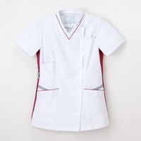 ナガイレーベン 女子上衣（スクラブ） 医療白衣 半袖 Tバーガンディ L FT-4597（取寄品）
