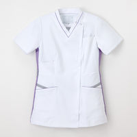 ナガイレーベン 女子上衣（スクラブ） 医療白衣 半袖 Tラベンダー L FT-4597（取寄品）