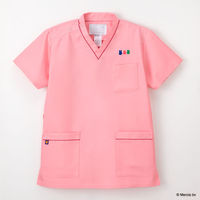 ナガイレーベン 男女兼用上衣 （スクラブ） 医療白衣 半袖 ピンク S MFT-5802（取寄品）