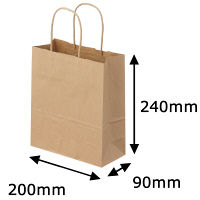 丸紐クラフト紙手提袋薄型エコノミー200×240×90 茶 1袋（50枚入）