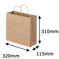 丸紐クラフト紙手提袋薄型エコノミー320×310×115 茶 1袋（50枚入）