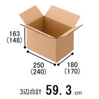 【60サイズ】「現場のチカラ」 無地ダンボール Cライナー 外寸：幅250×奥行180×高さ163mm 1セット（60枚：20枚×3）  オリジナル