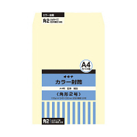 オキナ カラー封筒 HPK2CM 角2 クリーム 50枚 郵便番号枠なし 接着テープ無（直送品）