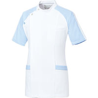 ルコックスポルティフ　メンズジャケット（サイドファスナー　医務衣）　UQM1001　ホワイト×ブルー　ＬＬ　（直送品）