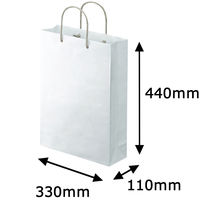 アスクル 樹脂カバー付き 手提げ紙袋 ホワイト L 1セット（30枚：10枚入×3袋）  オリジナル