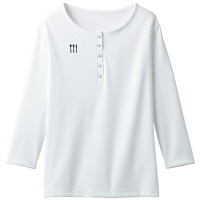 トンボ 栗原はるみ×キラク ヘンリーシャツ 女性用 七分袖 ホワイト M 4K38002-01（取寄品）